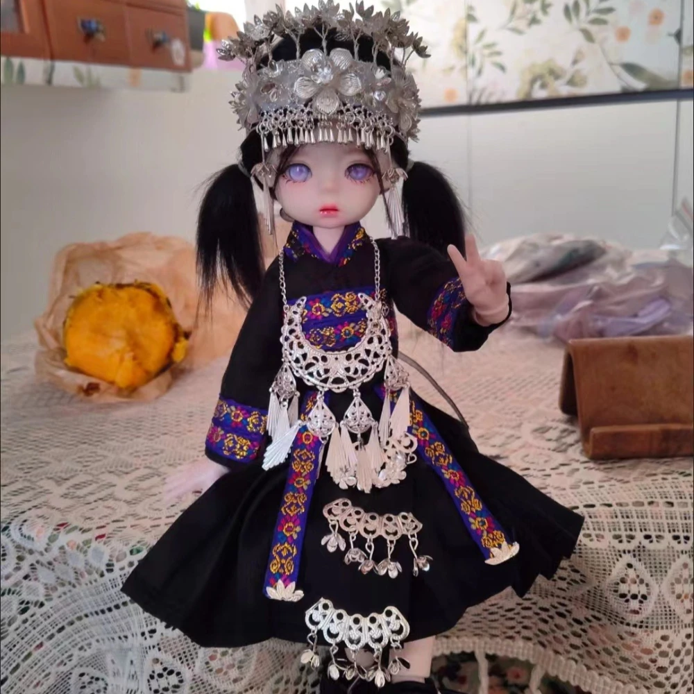 Ethnic Fashion House - ファッション1/6ドール服スーツ、30cm BJDドール用、ヘッドウェア、民族衣装、ドレスアップ、女の子のおもちゃ、プレイハウス、ドールアクセサリー、ドールなし