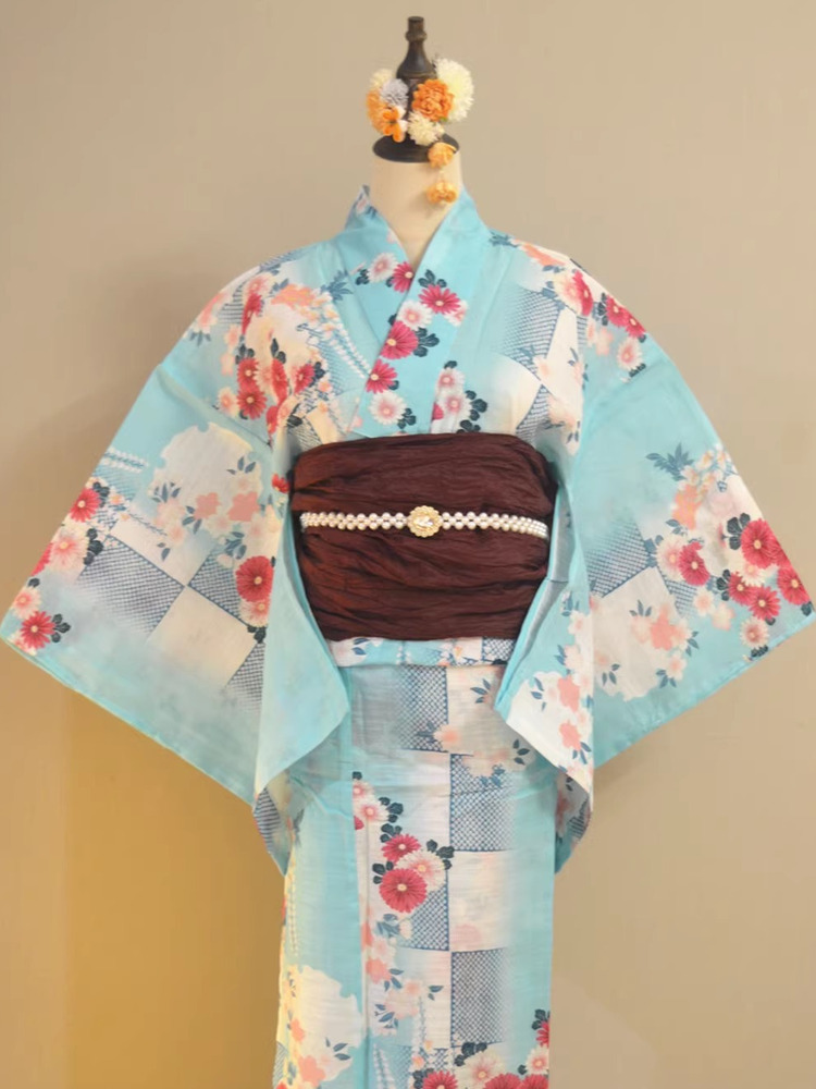 Ethnic Clothing & Online Fashion Store Khaadi Uk - 伝統的な浴衣着物綿麻素材ガールズドレス格子柄藤の花夏のファッションエスニック婦人服