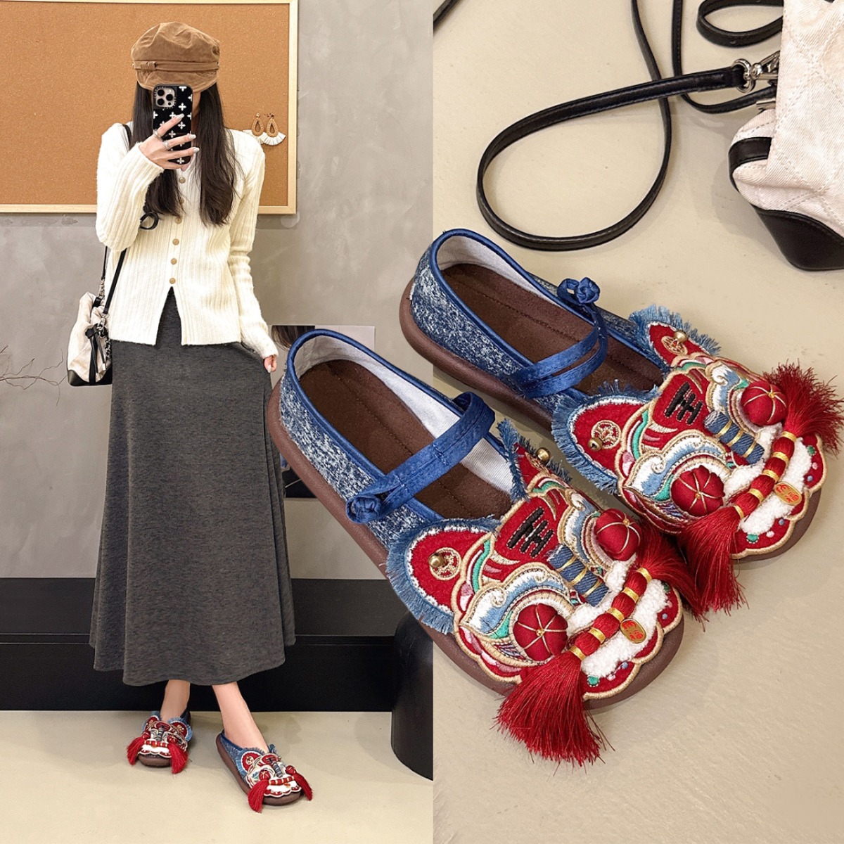 春/秋 女性用 レトロエスニックスタイル 手作りの虎の頭刺繍 - Ethnic Fashion House のレビューと価格