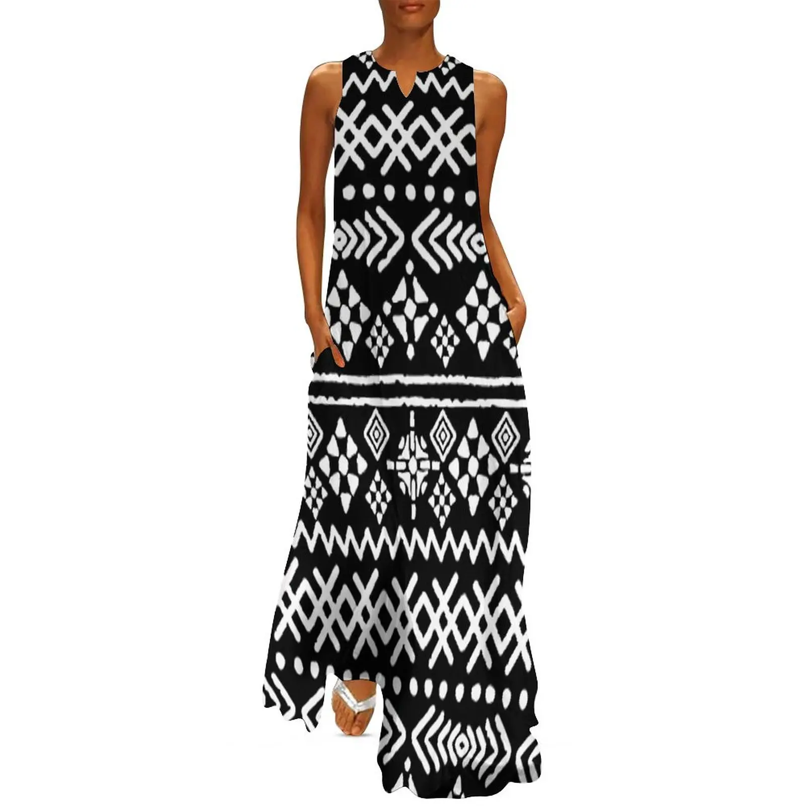 ヴィンテージエスニックロングドレス赤オレンジ黄色ヴィンテージ - Ethnic Boho Fashion のレビューと価格
