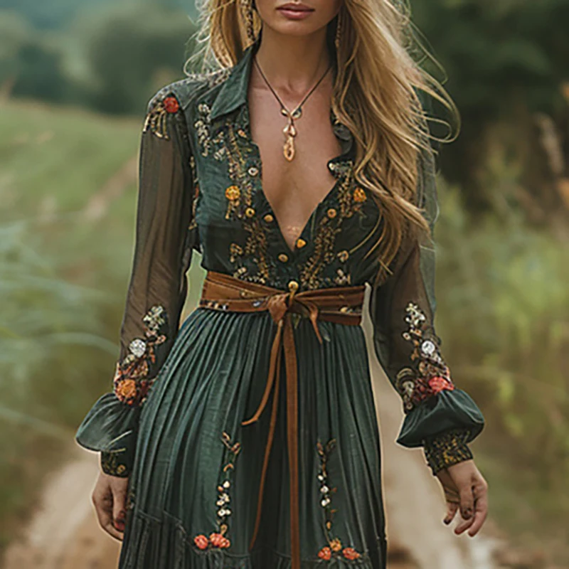 エスニックファッション花柄ヴィンテージドレス女性のセクシーな - Ethnic Boho Fashion のレビューと価格