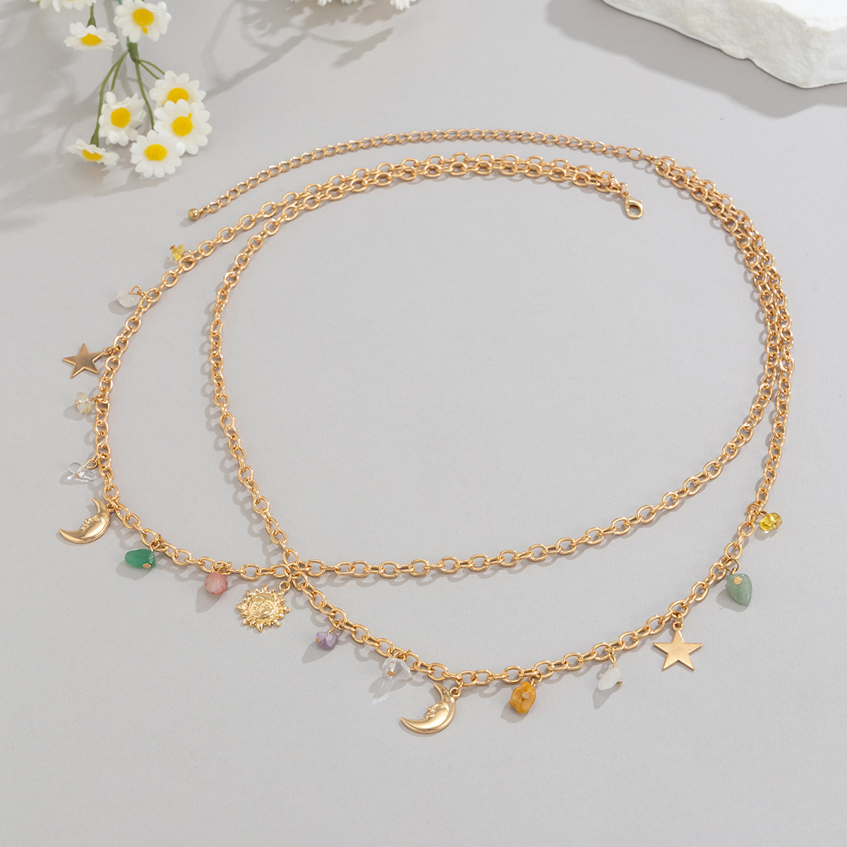 自由奔放に生きるスタームーン太陽ペンダントウエストチェーン  - Ethnic Boho Fashion のレビューと価格