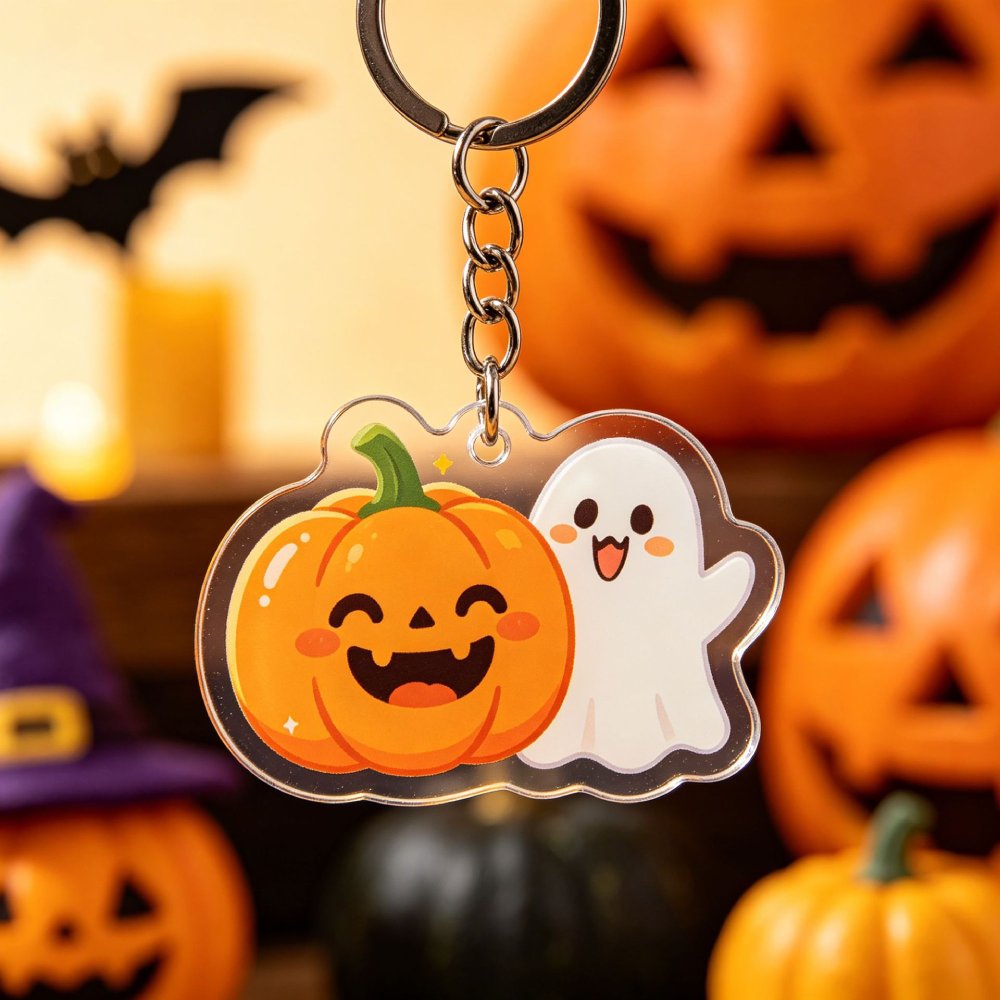 ハロウィンお化け屋敷アクリルキーホルダー 不気味な黒猫 パン - Ethnic Fashion House のレビューと価格