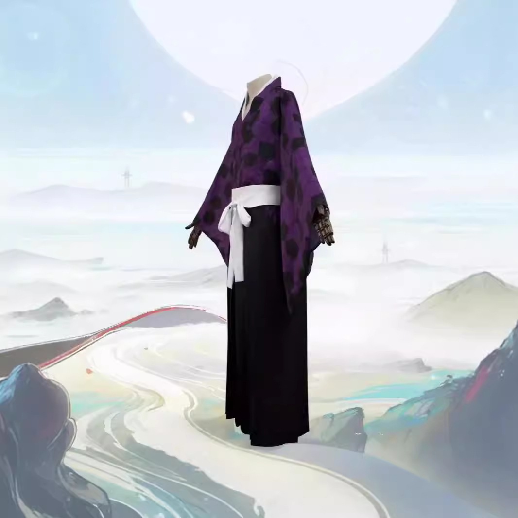 アニメ黒死牟コスプレ衣装衣装伝統的な日本の武士着物紫羽織ジャ - Haori Japanese Jacket のレビューと価格