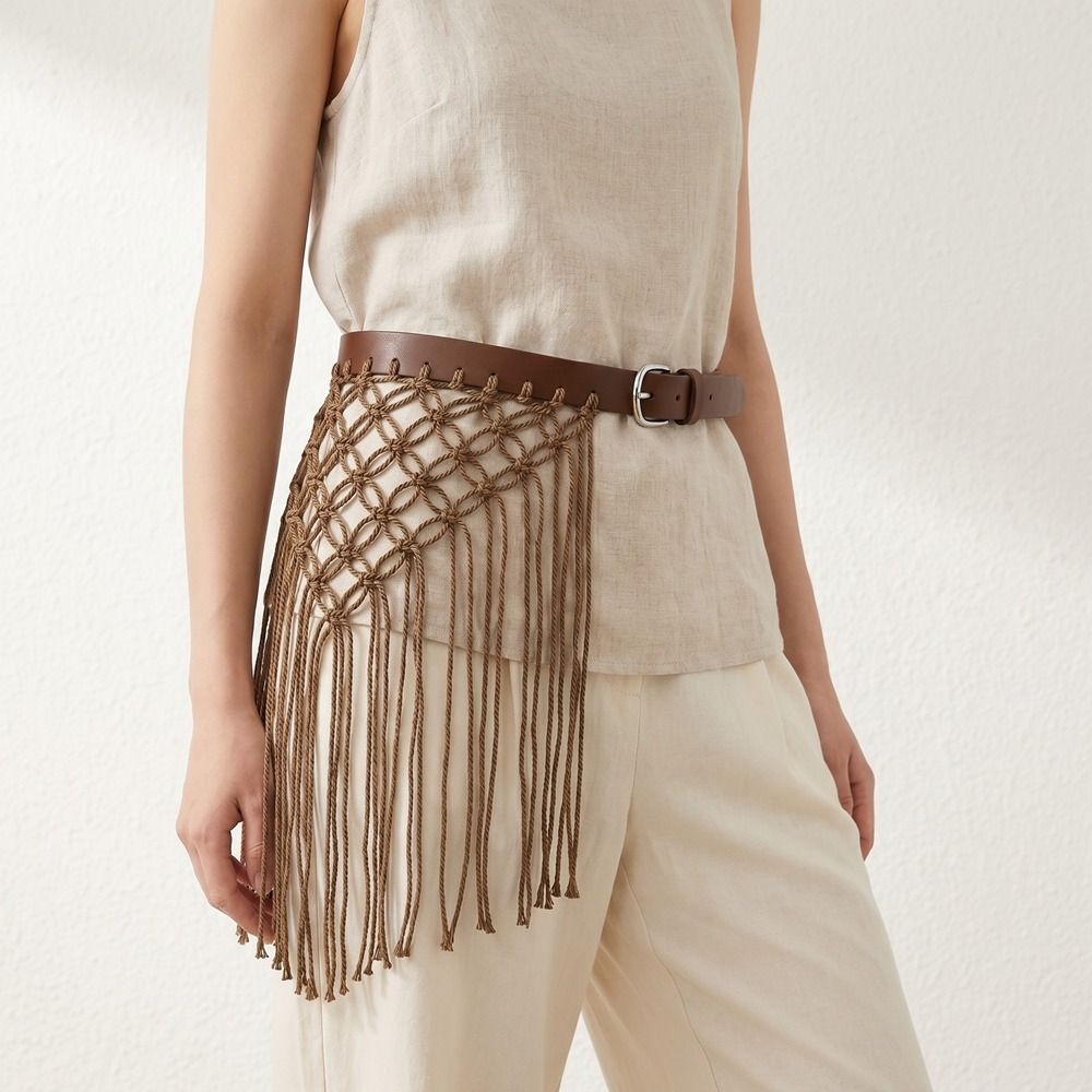 カジュアル Y2K タッセル織りウエストベルトレトロメッシュ - Ethnic Boho Fashion のレビューと価格