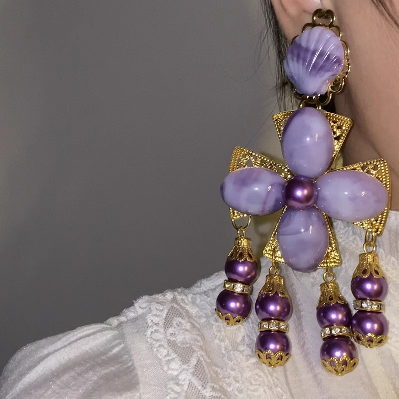 ビッグブランドの誇張された気質、高級感、壮大な紫の花のクロス - Ethnic Fashion Brand のレビューと価格