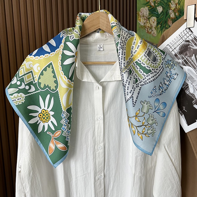 グリーンボヘミアンホーススクエアスカーフ70cmエスニックフ - Ethnic Boho Fashion のレビューと価格