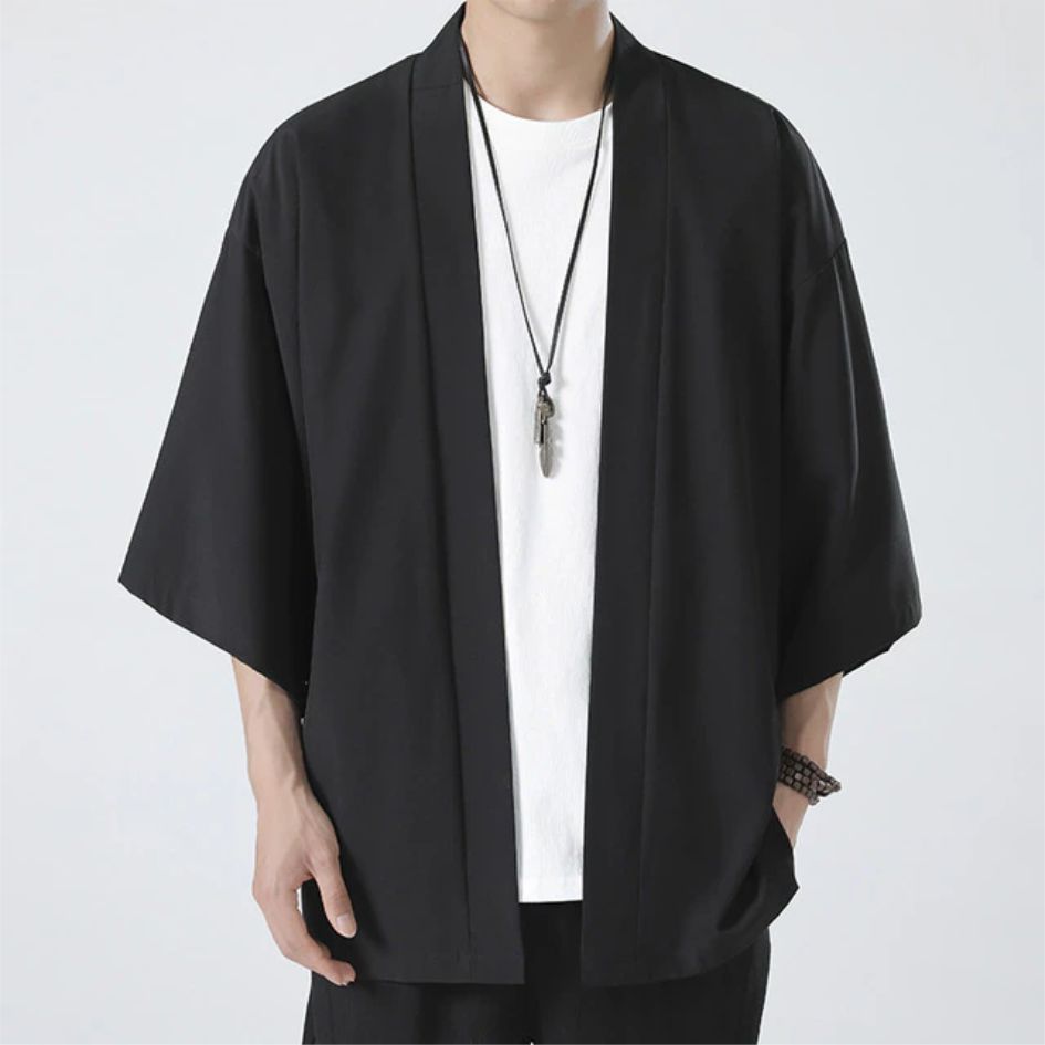 ホットメンズ軽量着物伝統的な和服男性オープンフロントカーディ - Haori Japanese Jacket のレビューと価格