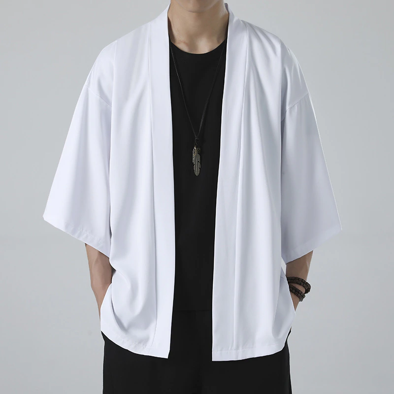 ホットメンズ軽量着物伝統的な和服男性オープンフロントカーディ - Haori Japanese Jacket のレビューと価格